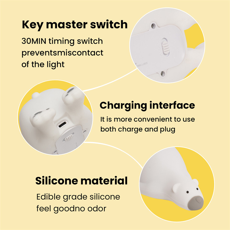Medvjeđe noćne svjetiljke Led noćno svjetlo USB punjiva svjetiljka Crtana silikonska svjetiljka Dekoracija dječje spavaće sobe Rođendanski dar