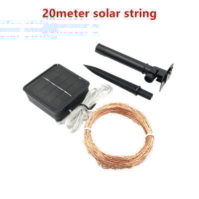 LED lauko saulės lempos 10m/20m 100 200LED styginiai šviestuvai Pasakų šventinis kalėdinis vakarėlis girliandos saulės sodo vandeniui atsparios lemputės