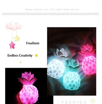 Pineapple Night Light Διακόσμηση κρεβατοκάμαρας Led Light Νυχτερινός φωτισμός Λάμπες Good Vibes Επιγραφή Anime Night Light Decor Room Light