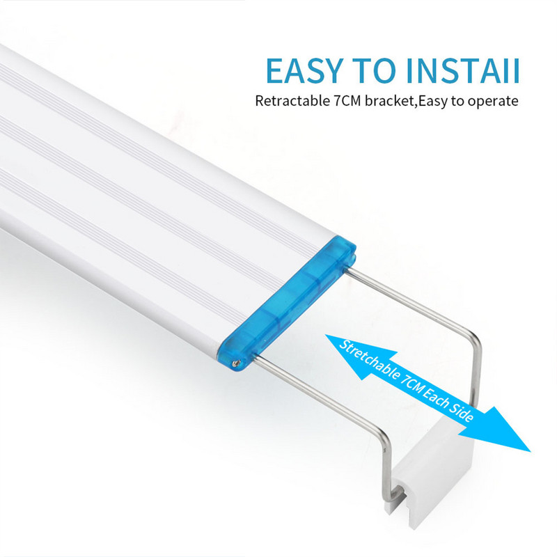 Lumini LED super subțiri pentru acvariu 90-260V cu clips pentru plante cu LED-uri pentru creșterea luminii extensibile, rezistente la apă, cu aprindere pentru rezervor de pește 18-58 cm