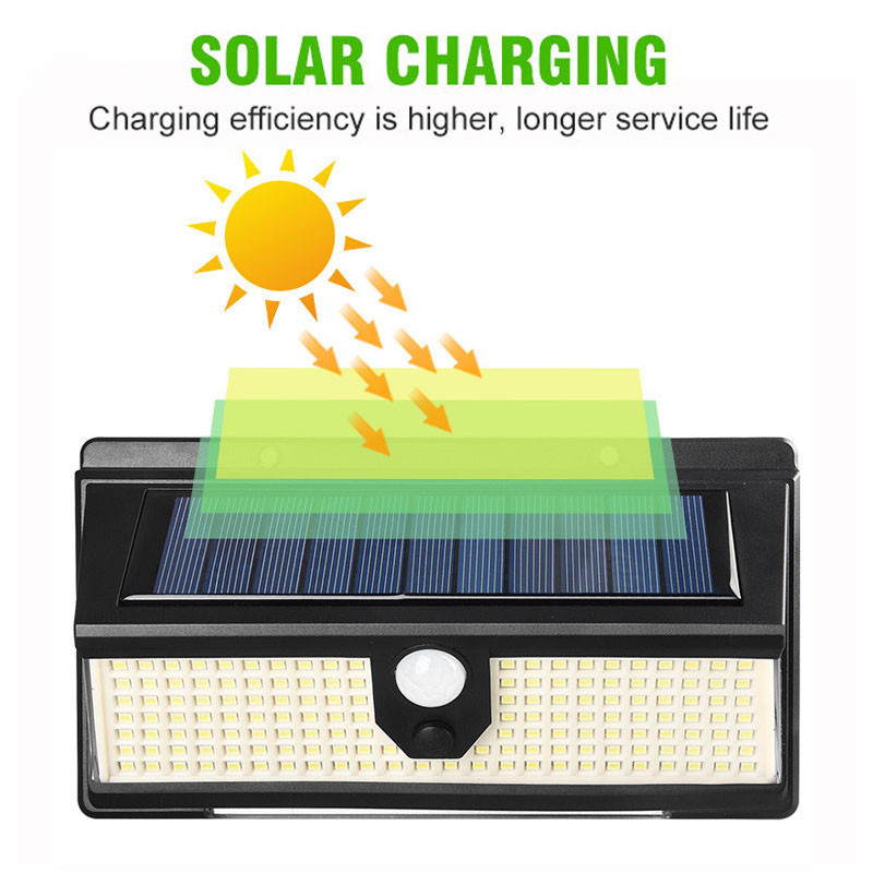 190 LED saules lampa āra saules paneļa gaisma ar kustības sensoru sienas gaismas dārza dekorēšanai IP65 ūdensnecaurlaidīgs terases apgaismojums