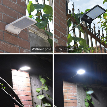 450 лумена 48 LED слънчева светлина с три режима черно-бяла водоустойчива външна градинска стенна лампа с монтажен стълб или не
