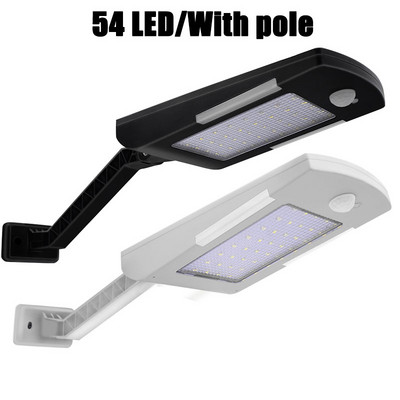 450 Lumeni 48 LED Lumină solară Trei moduri Negru Alb Impermeabil Lampă de gard de grădină de exterior Cu stâlp de montare sau nu