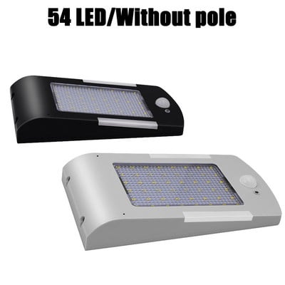 450 Lumeni 48 LED Lumină solară Trei moduri Negru Alb Impermeabil Lampă de gard de grădină de exterior Cu stâlp de montare sau nu