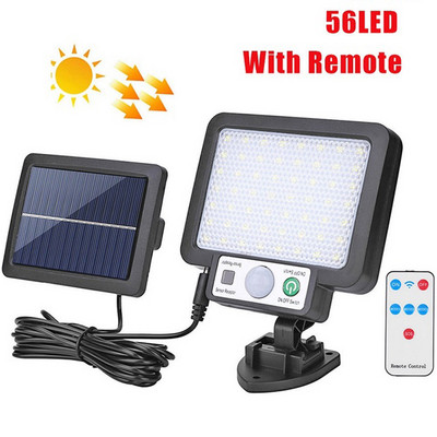 Lampă solară de perete cu LED-uri, 3 moduri, Lămpi cu senzor de mișcare, impermeabilă, Iluminat stradal de grădină, Lampă cu telecomandă pentru lumină de grădină.