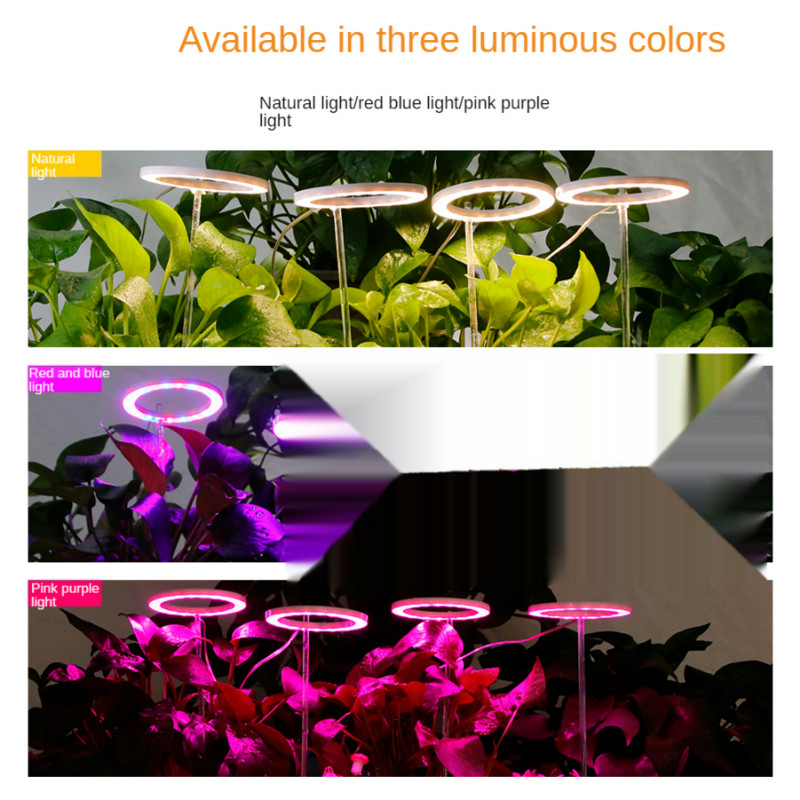 VnnZzo Grow Light 5V USB Phytolamp pentru plante LED cu spectru complet inel de înger Lampă pentru plante pentru interior pentru răsaduri de seră de flori