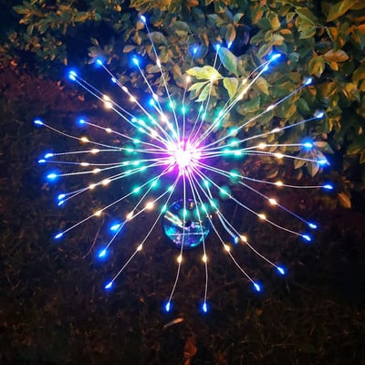 Lumini solare cu LED-uri de artificii în aer liber 90/120/150 LED-uri rezistente la apă, cale de grădină, curte, curte, lampă pentru decorarea de Crăciun