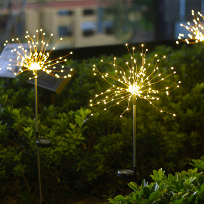 Lumini solare cu LED-uri de artificii în aer liber 90/120/150 LED-uri rezistente la apă, cale de grădină, curte, curte, lampă pentru decorarea de Crăciun