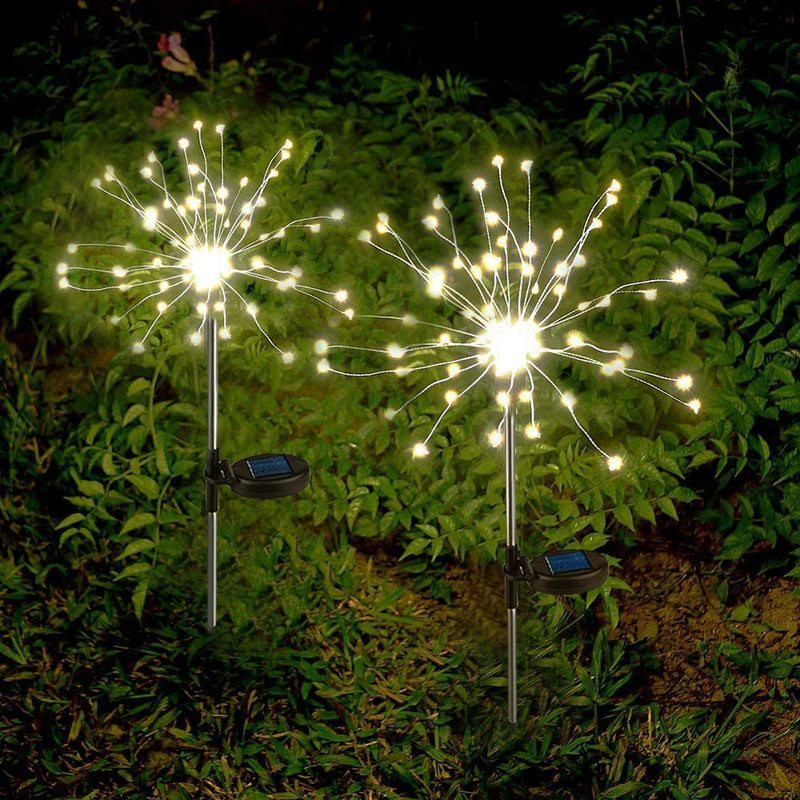 Lumini solare cu LED-uri de artificii în aer liber 90/120/150 LED-uri rezistente la apă, cale de grădină, curte, curte, lampă pentru decorarea de Crăciun