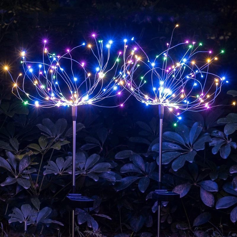 Lumini solare cu LED-uri de artificii în aer liber 90/120/150 LED-uri rezistente la apă, cale de grădină, curte, curte, lampă pentru decorarea de Crăciun