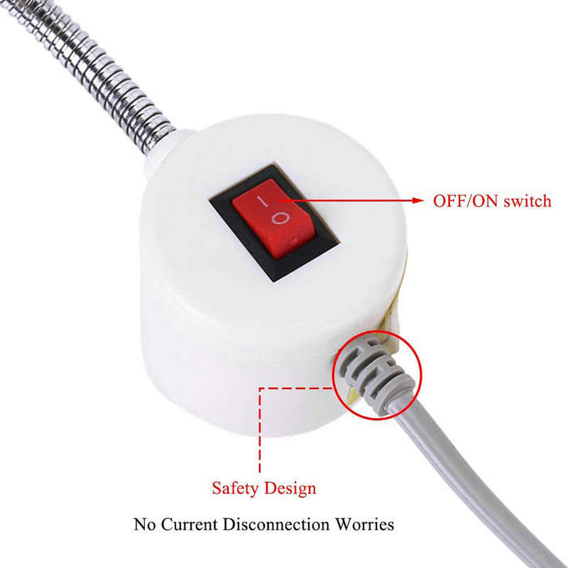 10/20/30 LED siuvimo mašinos šviesos magnetinio pagrindo darbo lemputė su žąsine LED pramonine lempa tekinimo staklėms gręžimo presams darbo stalams