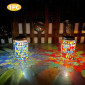 Háztáji veranda dekoratív kültéri függő füves kerti mozaik lámpa befőttesüveg belső terasz napelemes lámpás udvar IP44 vízálló led