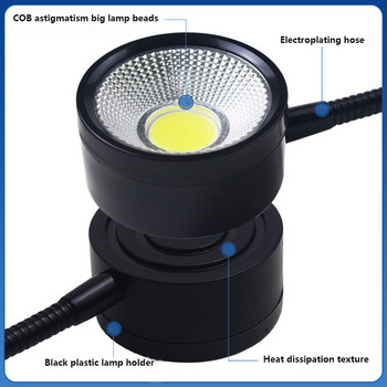 LED работно осветление Магнитна основа Гъвкава лампа за гъша шия 220V 5W за струг фреза бормашина Индустриално осветление, ЕС щепсел