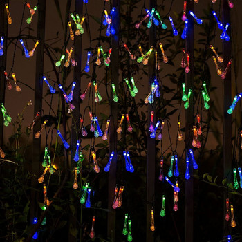 Ηλιακό φωτιστικό μπαταρίας Σταγονίδια νερού Φώτα Pisca Εξωτερικός φράχτης Κήπος Νεράιδα Led Bulb Γιρλάντα Χριστουγεννιάτικη διακόσμηση γάμου
