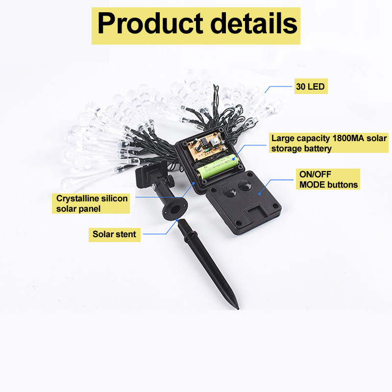 Napelemes lámpa Vízcseppek Fények Pisca külső kerítés Kert Tündér Led Izzó füzér Karácsonyi esküvői parti dekoráció