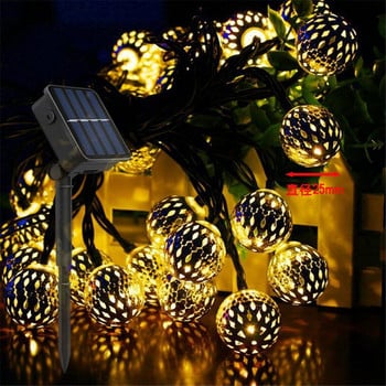 LED мароканска топка Crystal Ball String Light Градинска струна Lights Соларна лампа Power LED String Fairy Solar гирлянди Декоративни светлини