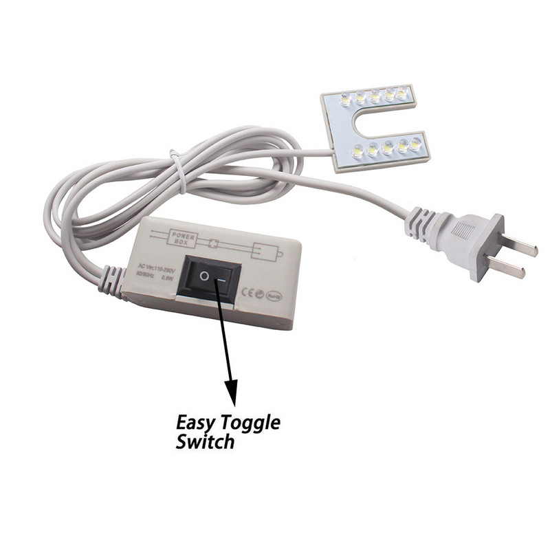 Lampă pentru mașină de cusut cu 10 margele LED Lampă de iluminat industrială flexibilă, priză UE, SUA, lumină de lucru pentru prese de găurit, bănci de lucru