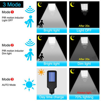 1 бр. Слънчеви улични светлини Външна LED лампа Безжична водоустойчива слънчева прожекторна светлина Сигурна светлина със сензор за движение с дистанционно управление