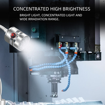 Сребърна промишлена лампа 110-220V 5W LED работна светлина Регулируемо гърло Фиксирана основа Лампа Щепселите могат да бъдат персонализирани