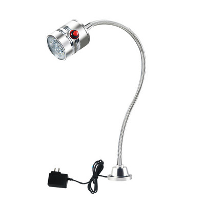 Ezüst ipari lámpa 110-220V 5W LED Munkafény Állítható Nyak Fix talpú Lámpadugók testreszabhatók