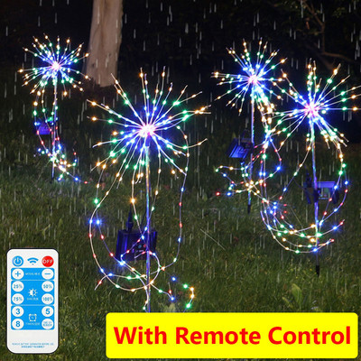 Grădină solară Flori decorative Lumini de artificii în aer liber 200 LED Lumină de peisaj impermeabilă pentru grădină, curte, curte, alee, gazon