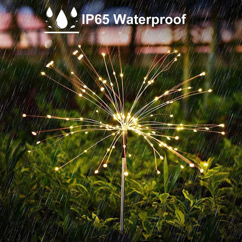 Grădină solară Flori decorative Lumini de artificii în aer liber 200 LED Lumină de peisaj impermeabilă pentru grădină, curte, curte, alee, gazon