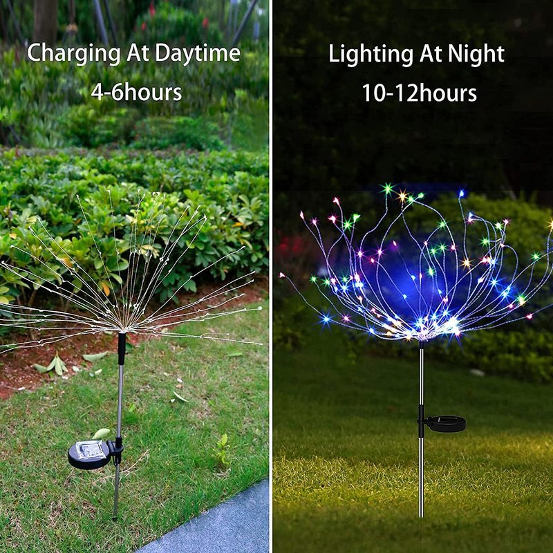 Grădină solară Flori decorative Lumini de artificii în aer liber 200 LED Lumină de peisaj impermeabilă pentru grădină, curte, curte, alee, gazon