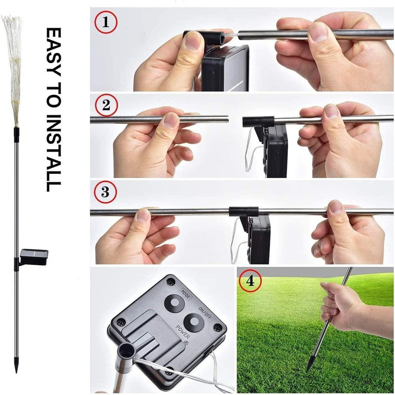 Grădină solară Flori decorative Lumini de artificii în aer liber 200 LED Lumină de peisaj impermeabilă pentru grădină, curte, curte, alee, gazon