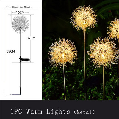 Lumini solare în aer liber din sârmă de păpădie la sol Lampă impermeabilă din sârmă de aluminiu, grădină, gazon, curte, lampă pentru festival