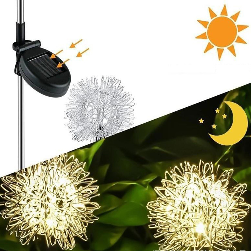 Lumini solare în aer liber din sârmă de păpădie la sol Lampă impermeabilă din sârmă de aluminiu, grădină, gazon, curte, lampă pentru festival