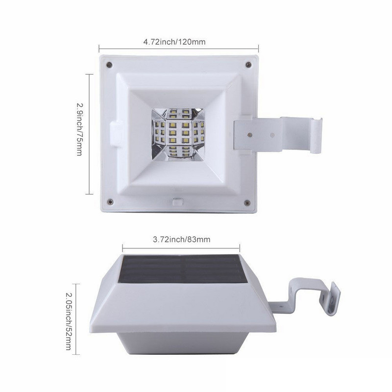 2 vnt. lauko apšvietimas 6 LED saulės latako žibintai vandeniui atsparūs LED saulės energija varomi tvora Gatvės siena lauko sodo apšvietimo karnizo lempos