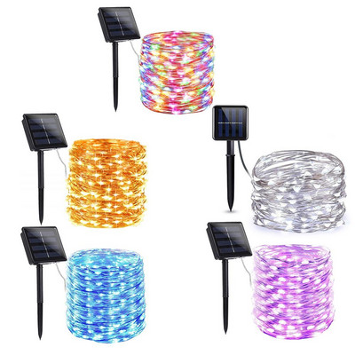 100/200 LED saules gaisma āra ūdensnecaurlaidīga saules stīgu gaismas pasaku lampa svētku Ziemassvētku ballītes dekors dārza vītnes gaisma