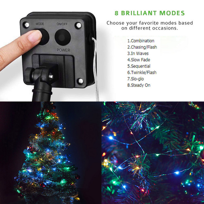 100/200 LED päikesevalgusti välistingimustes veekindel päikesepatarei tuled haldjalamp pühade jõulupeo kujundus Aia vanikuvalgusti