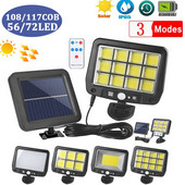 56LED/72/108/117COB Lampă solară de perete Split 3 moduri în aer liber Lămpi cu senzor de mișcare impermeabile pentru grădină, lampă de securitate stradală de urgență