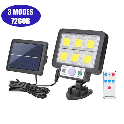 56LED/72/108/117COB Lampă solară de perete Split 3 moduri în aer liber Lămpi cu senzor de mișcare impermeabile pentru grădină, lampă de securitate stradală de urgență