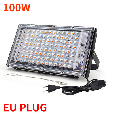 Lampă de creștere cu LED 50W 100W 220V cu priză UE Lămpi de creștere cu spectru complet LED pentru proiector cu LED hidroponic cu efect de seră