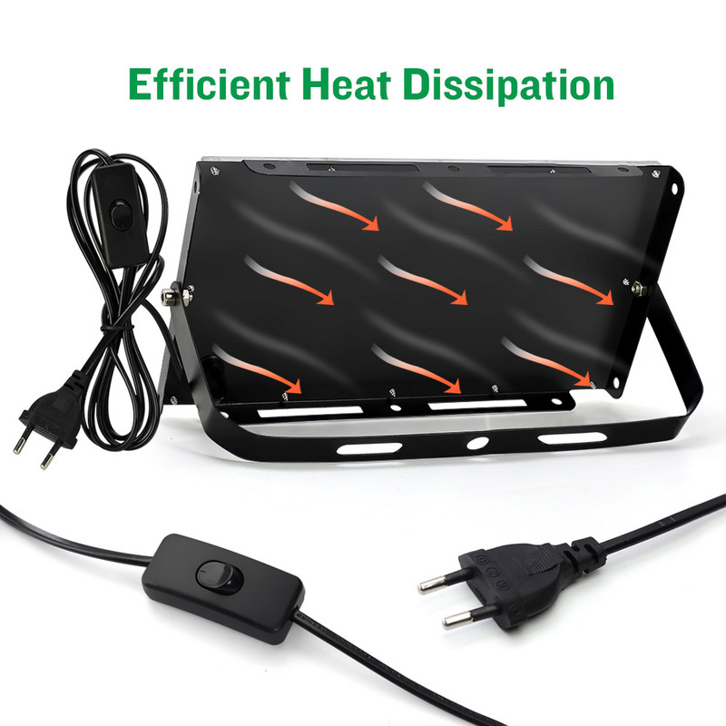 Lampă de creștere cu LED 50W 100W 220V cu priză UE Lămpi de creștere cu spectru complet LED pentru proiector cu LED hidroponic cu efect de seră