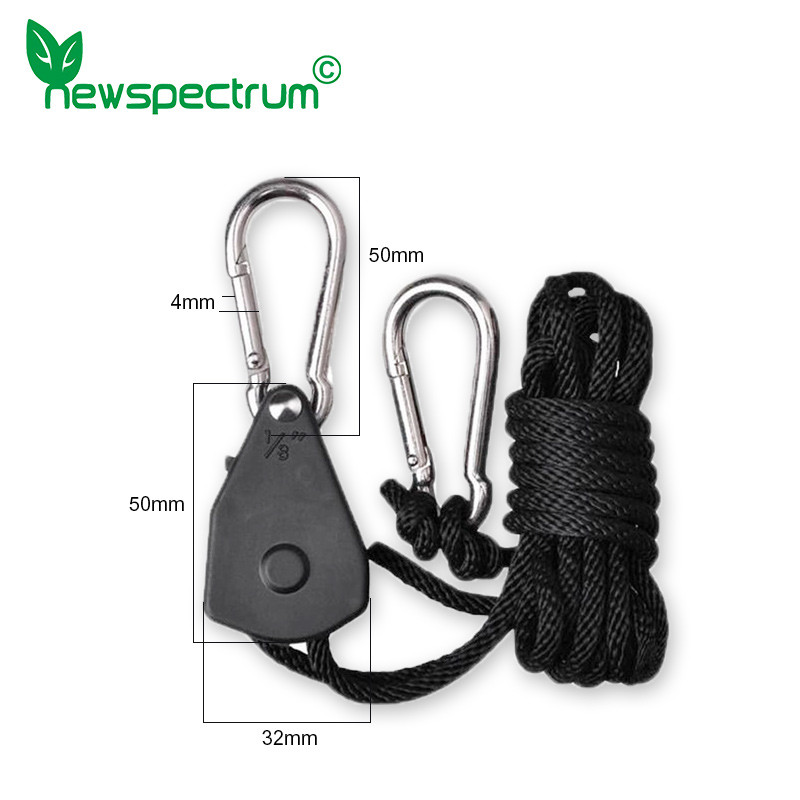 1/8 collas pacelšanas virve, bloķēšanas pakaramais, metāla skriemelis, regulējams štropes sprūdrats 150 lb.
