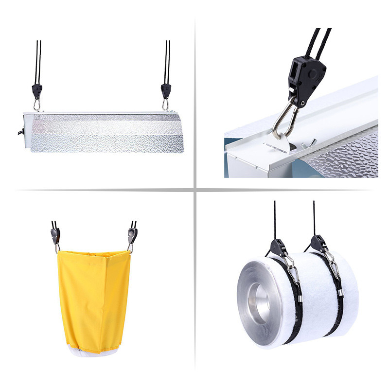 1/8 collas pacelšanas virve, bloķēšanas pakaramais, metāla skriemelis, regulējams štropes sprūdrats 150 lb.