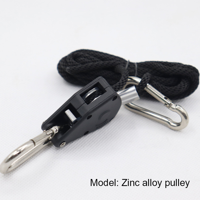 1/8 collas pacelšanas virve, bloķēšanas pakaramais, metāla skriemelis, regulējams štropes sprūdrats 150 lb.