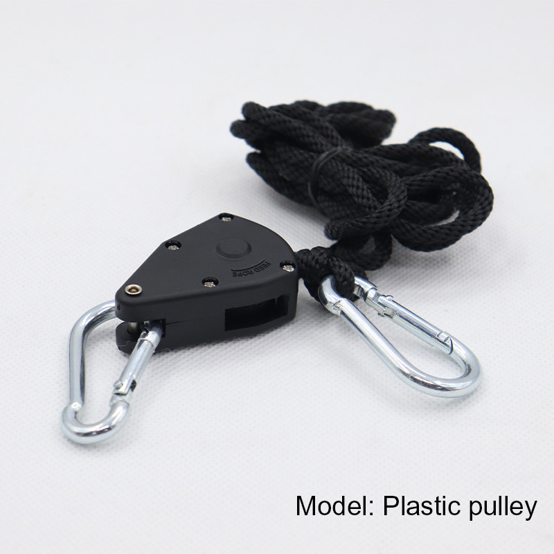 1/8 collas pacelšanas virve, bloķēšanas pakaramais, metāla skriemelis, regulējams štropes sprūdrats 150 lb.