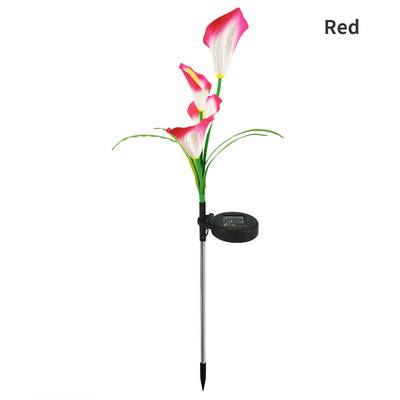 Lumini solare de gradina cu 4 capete Calla Lily 7 culori schimbatoare lumini exterioare pornire/oprire automata lumini de gazon flori de simulare impermeabila