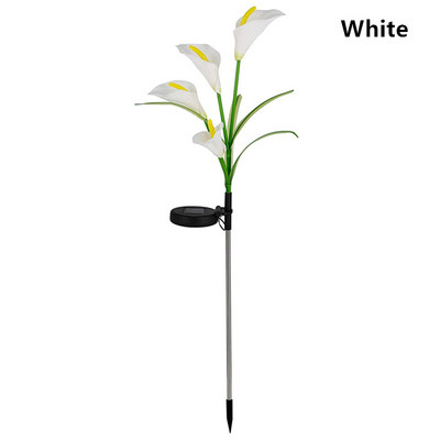 Lumini solare de gradina cu 4 capete Calla Lily 7 culori schimbatoare lumini exterioare pornire/oprire automata lumini de gazon flori de simulare impermeabila