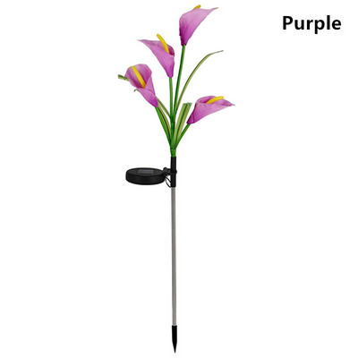 Lumini solare de gradina cu 4 capete Calla Lily 7 culori schimbatoare lumini exterioare pornire/oprire automata lumini de gazon flori de simulare impermeabila
