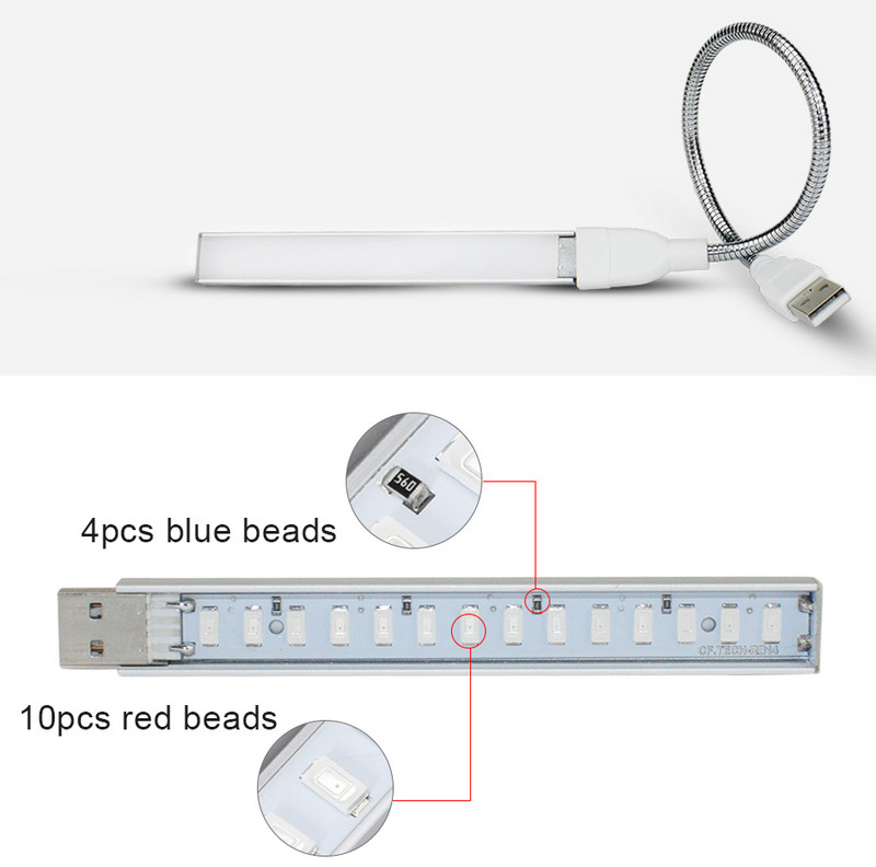 USB LED Plant Grow Light Lauavalgusti Taimekasvatus Lamp Avaleht Sisekasvuhoonetaimed Lilleseemned Kasvutelk Väikesed Tööriistad 5V 3W/14LED