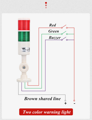 Въртяща се на 180 стека светлина Червено кехлибарено Зелена предупредителна светлина индустриална за CNC машина DC24V AC220V Постоянно мигаща светлина LED