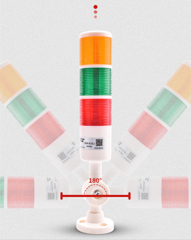 Lumină rotativă de 180 stivă, roșu chihlimbar verde, lumină de avertizare industrială pentru mașină CNC DC24V AC220V LED intermitent constant