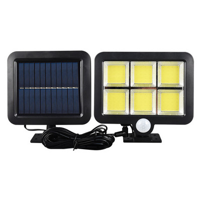 Lumină solară cu LED-uri 128/100 Senzor de mișcare în aer liber Lampă solară de perete de reîncărcare Lumină cu LED de urgență pentru stradă Lampă de verandă de grădină