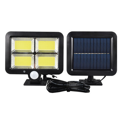 Lumină solară cu LED-uri 128/100 Senzor de mișcare în aer liber Lampă solară de perete de reîncărcare Lumină cu LED de urgență pentru stradă Lampă de verandă de grădină