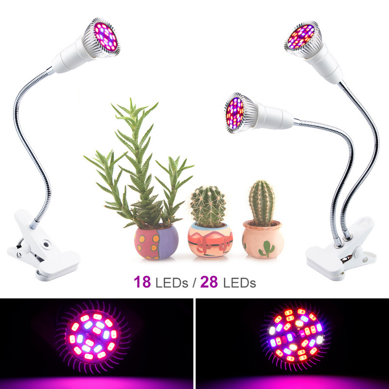Lampă de creștere LED 18W 28W Lampă LED pentru plante cu spectru complet 220V AC 220V Fitolampe Fitolampe pentru seră de interior Lămpi de creștere fitosanitare Priză UE SUA
